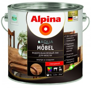 Alpina Водоразбавляемый лак для мебели_Mogilev
